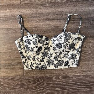 Floral Black and White Women's Top